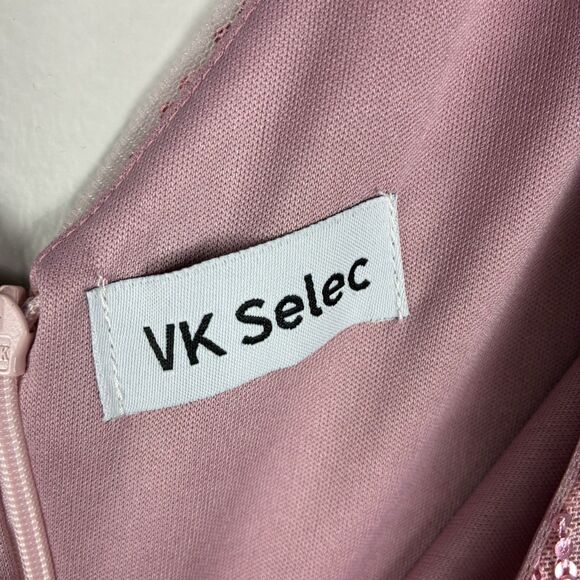 Women’s Pink Evening Dress Ball Gown XL Sequins Stretch Tulle Party Prom NYE - Picture 11 of 14